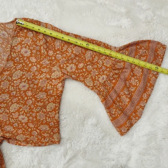 American Eagle Floral Orange Women's Top - Picture 14 of 16